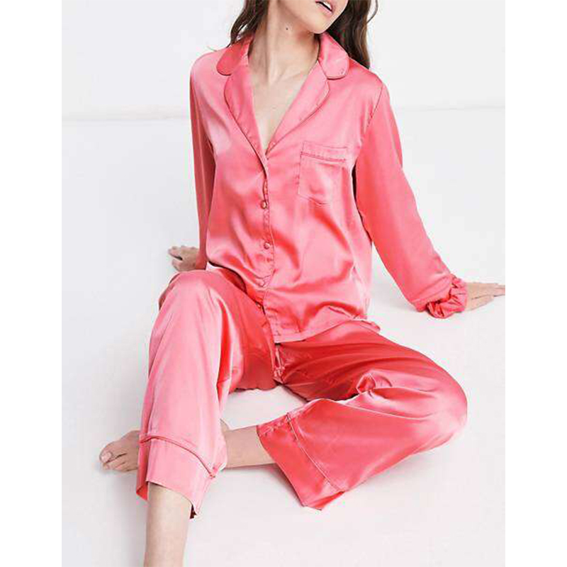 Picture of Comfortable Nightwear for Women - Short Sleeve Shirt and Pant Nighty- Elegant and Refined Nightdress - Comfortable for All Seasons - Pink - Int:38
