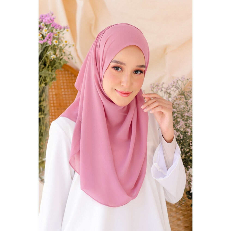 Picture of Georgette hijab, Hijab Cap and Sun protector Hand Gloves - Pink - Int: One size