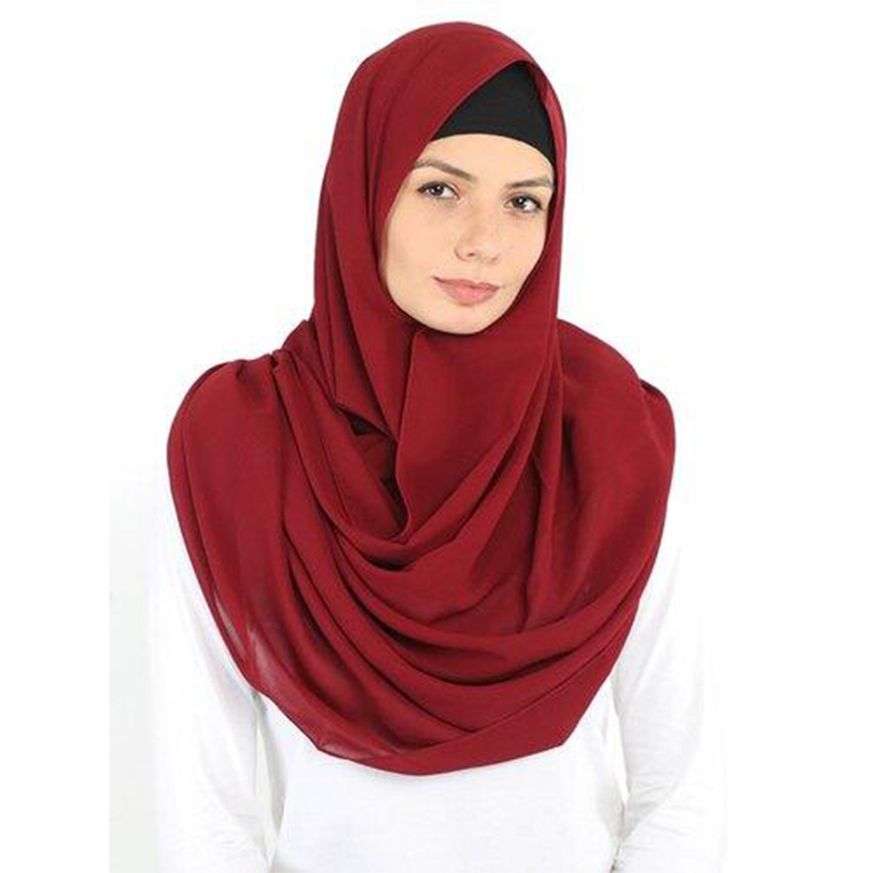 Picture of Georgette hijab, Hijab Cap and Sun protector Hand Gloves - Maroon - Int: One size