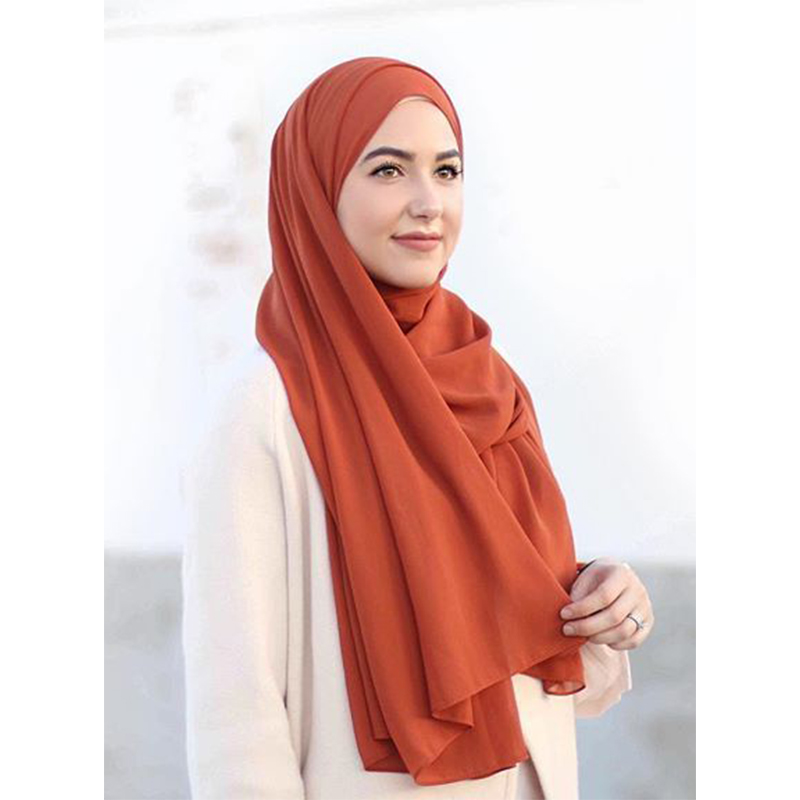 Picture of Georgette hijab, Hijab Cap and Sun protector Hand Gloves - misty - Int: One size