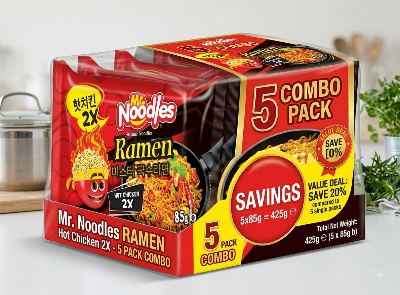 Picture of 5 Pack Mr. Noodles Ramen Hot Chicken 2x Spicy Flavor 
