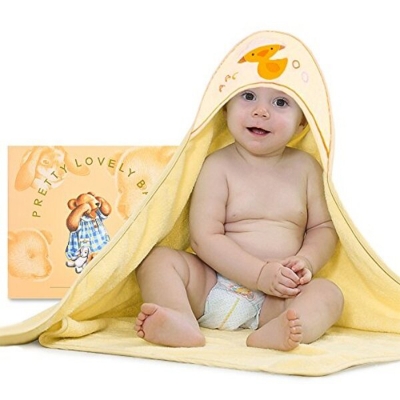 Picture of Baby Cap Hooded Towel, Washable, (Wide 28" - Long 32") - Light yellow