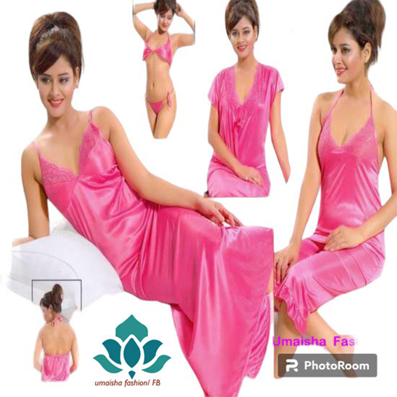 Picture of Women High Quality Exclusive Women's Night Wear Nighty Dresses - Fashionable 6 Part Night Dress - Perfect for Special Occasions - Magenta - Int:38