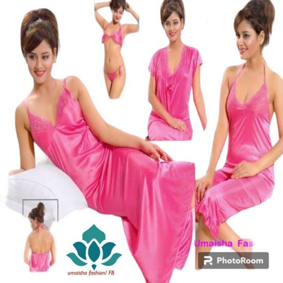 Picture of Women High Quality Exclusive Women's Night Wear Nighty Dresses - Fashionable 6 Part Night Dress - Perfect for Special Occasions - Magenta - Int:36