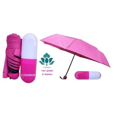 Picture of 7" Mini Folding Capsule Umbrella With Cute Capsule Case - Rani Golapi - Int: One size