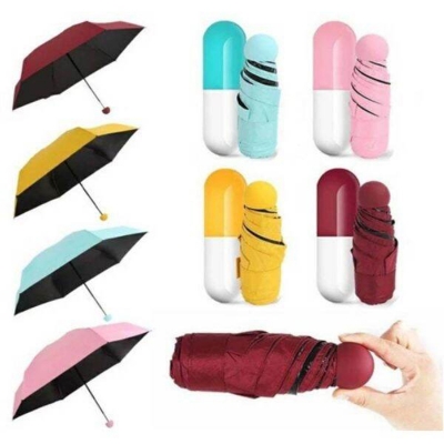 Picture of 7" Mini Folding Capsule Umbrella With Cute Capsule Case - Maroon - Int: One size
