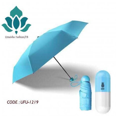 Picture of 7" Mini Folding Capsule Umbrella With Cute Capsule Case - sky blue - Int: One size