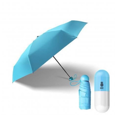 Picture of 7" Mini Folding Capsule Umbrella With Cute Capsule Case - Blue - Int: One size