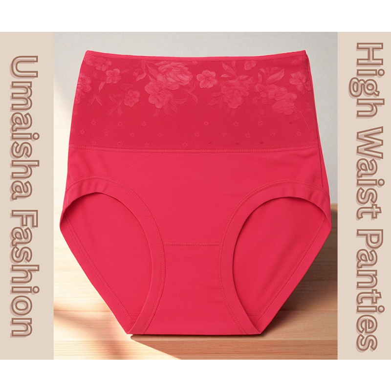 Picture of Women Underwear High Waist Cotton Panties Full Coverage Ladies Briefs- 1pcs - Panty - Multicolor - Waist:35