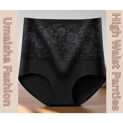 Picture of Women Underwear High Waist Cotton Panties Full Coverage Ladies Briefs- 1pcs - Panty - Multicolor - Waist:37