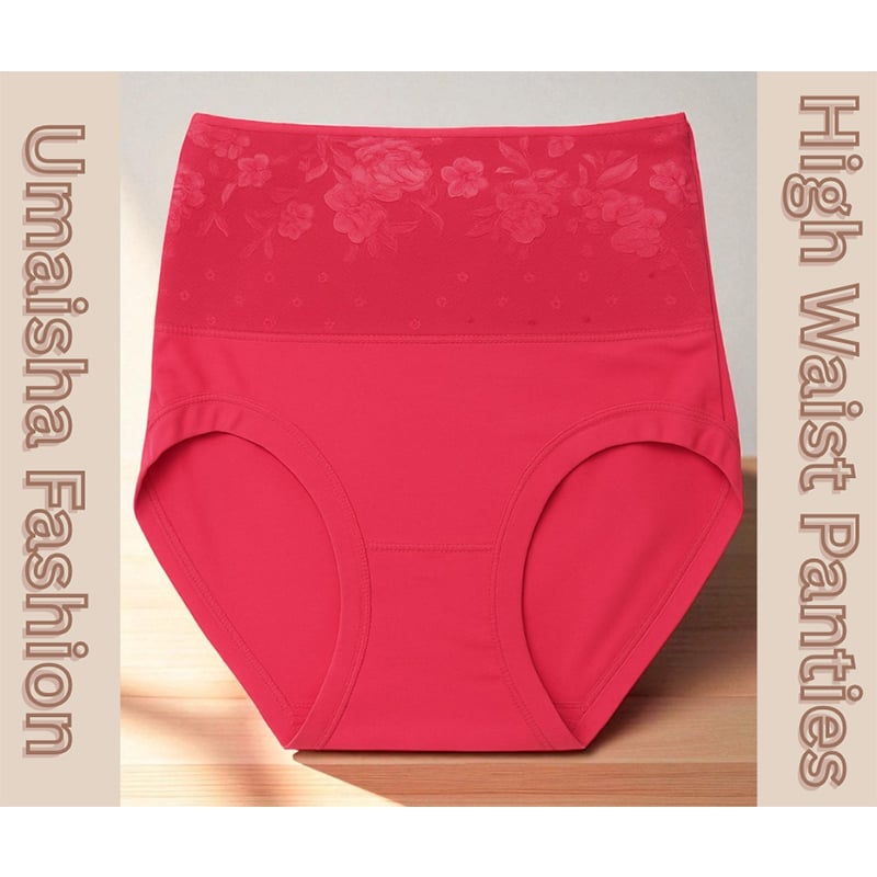 Picture of Women Underwear High Waist Cotton Panties Full Coverage Ladies Briefs- 1pcs - Panty - Multicolor - Waist:38