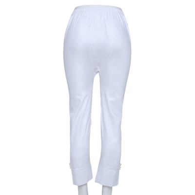 Picture of Bottom Cotton Linen Mix Teenager Pant Cut Payjama Jeggings - White - Waist:30
