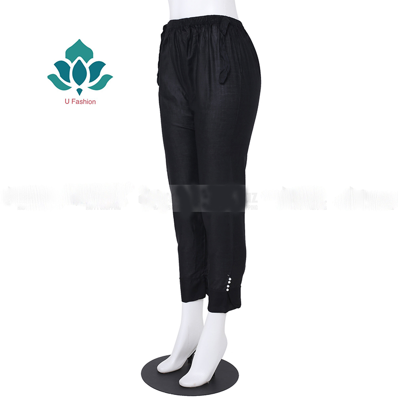 Picture of Bottom Cotton Linen Mix Teenager Pant Cut Payjama Jeggings - Black - Waist:36