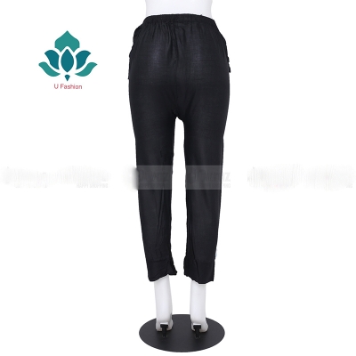 Picture of Bottom Cotton Linen Mix Teenager Pant Cut Payjama Jeggings - Black - Waist:30