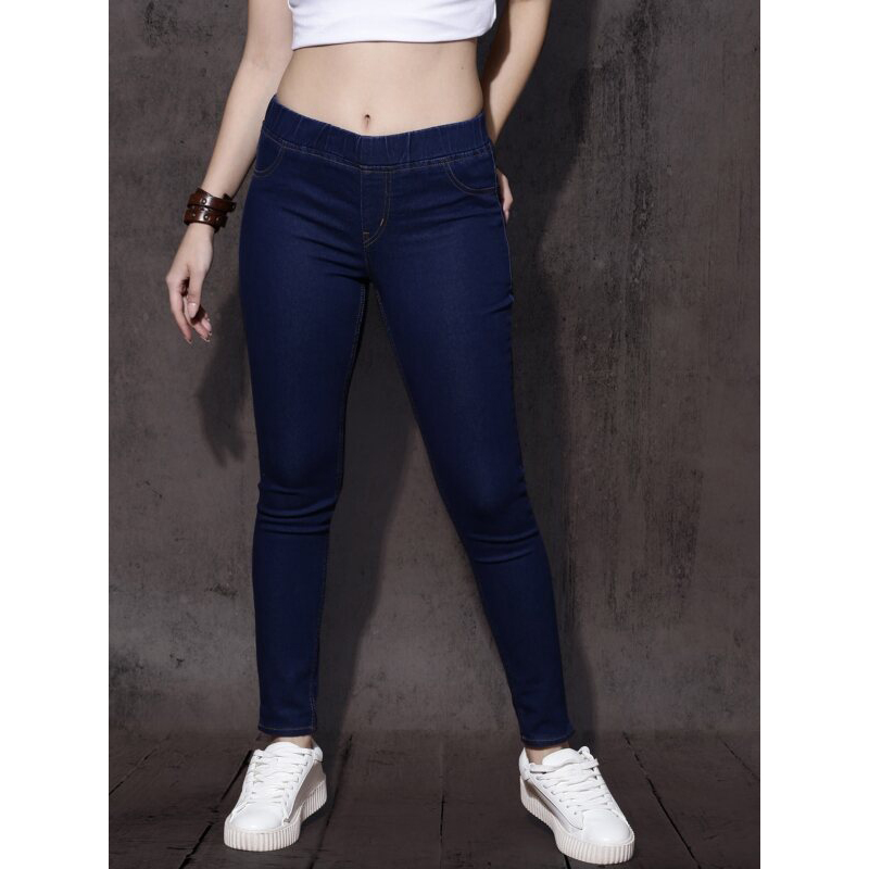Picture of Jeans Style Streachable Slim fit Skinny Denim Pencil Teenage Pant - Navy Blue - Waist:36