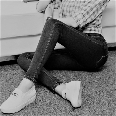 Picture of Jeans Style Streachable Slim fit Skinny Denim Pencil Teenage Pant - Black - Waist:34
