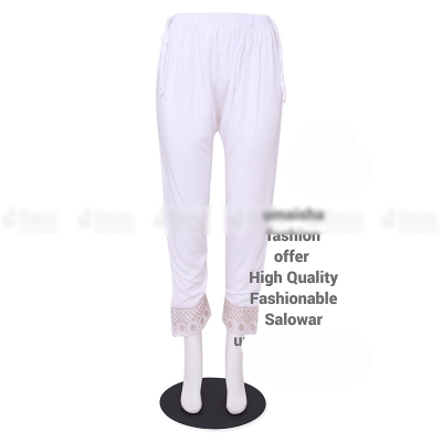 Picture of Ladies Pant Cut Bottom Ful China linen Payjama Jeggings - White - Waist:30