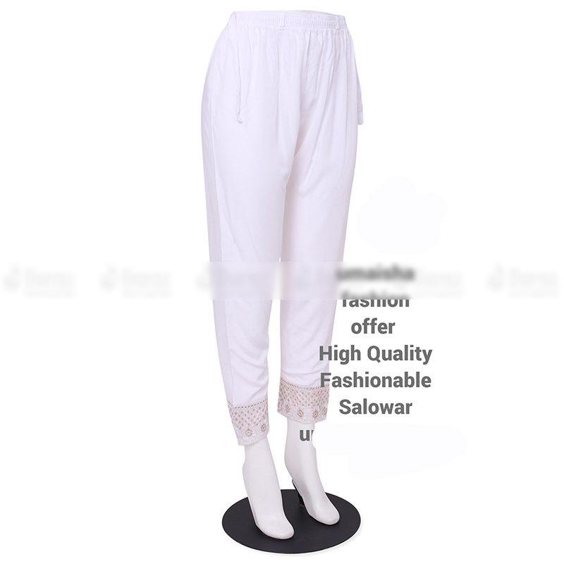 Picture of Ladies Pant Cut Bottom Ful China linen Payjama Jeggings - White - Waist:30
