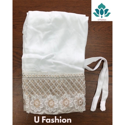 Picture of Ladies Pant Cut Bottom Ful China linen Payjama Jeggings - White - Waist:28