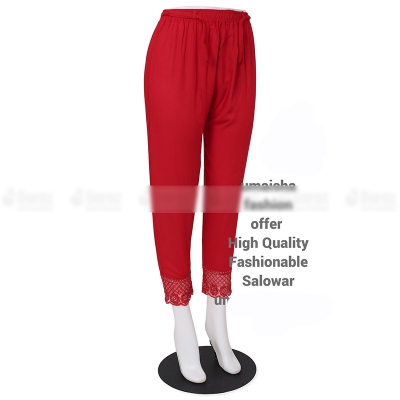 Picture of Ladies Pant Cut Bottom Ful China linen Payjama Jeggings - Red - Waist:26
