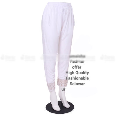 Picture of Ladies Pant Cut Bottom Ful China linen Payjama Jeggings - White - Waist:34