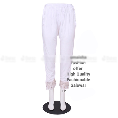 Picture of Ladies Pant Cut Bottom Ful China linen Payjama Jeggings - White - Waist:32