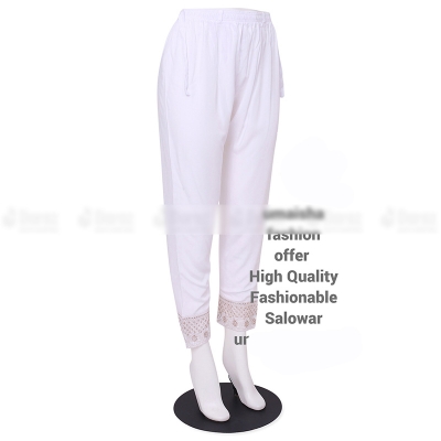 Picture of Ladies Pant Cut Bottom Ful China linen Payjama Jeggings - White - Waist:32