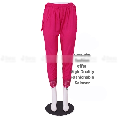 Picture of Ladies Pant Cut Bottom Ful China linen Payjama Jeggings - Pink - Waist:26