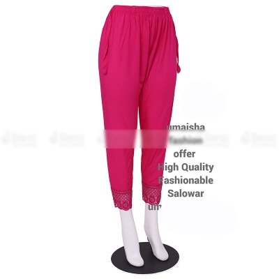 Picture of Ladies Pant Cut Bottom Ful China linen Payjama Jeggings - Pink - Waist:26