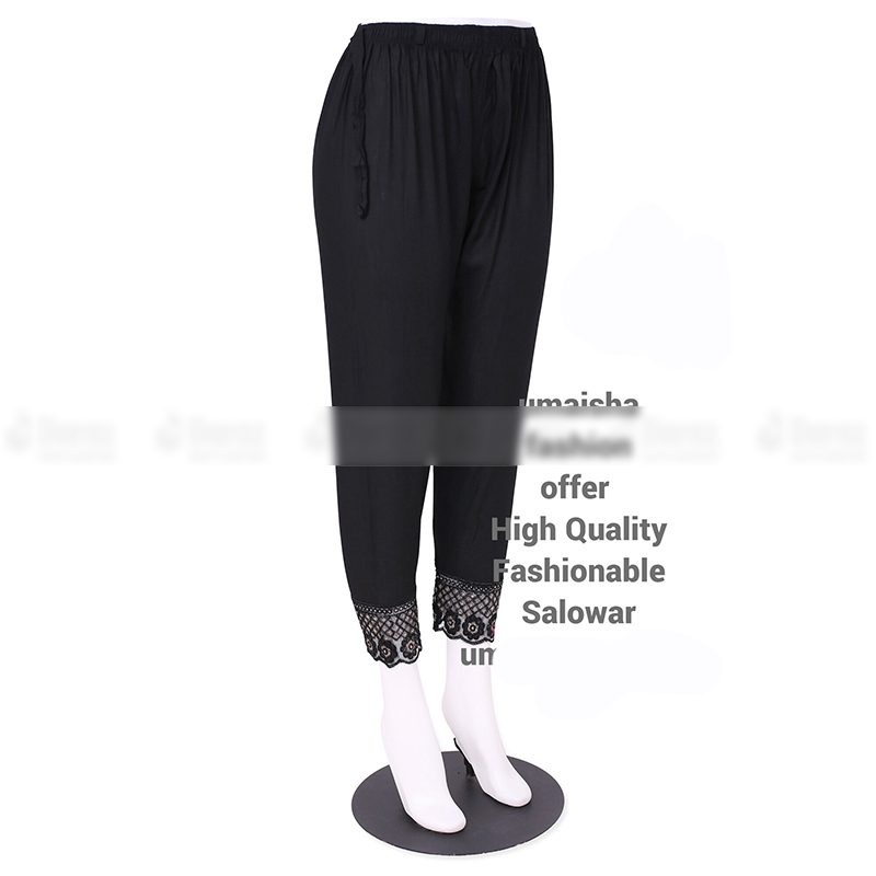 Picture of Ladies Pant Cut Bottom Ful China linen Payjama Jeggings - Black - Waist:28