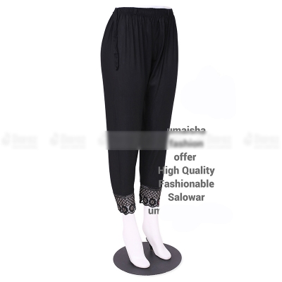 Picture of Ladies Pant Cut Bottom Ful China linen Payjama Jeggings - Black - Waist:28