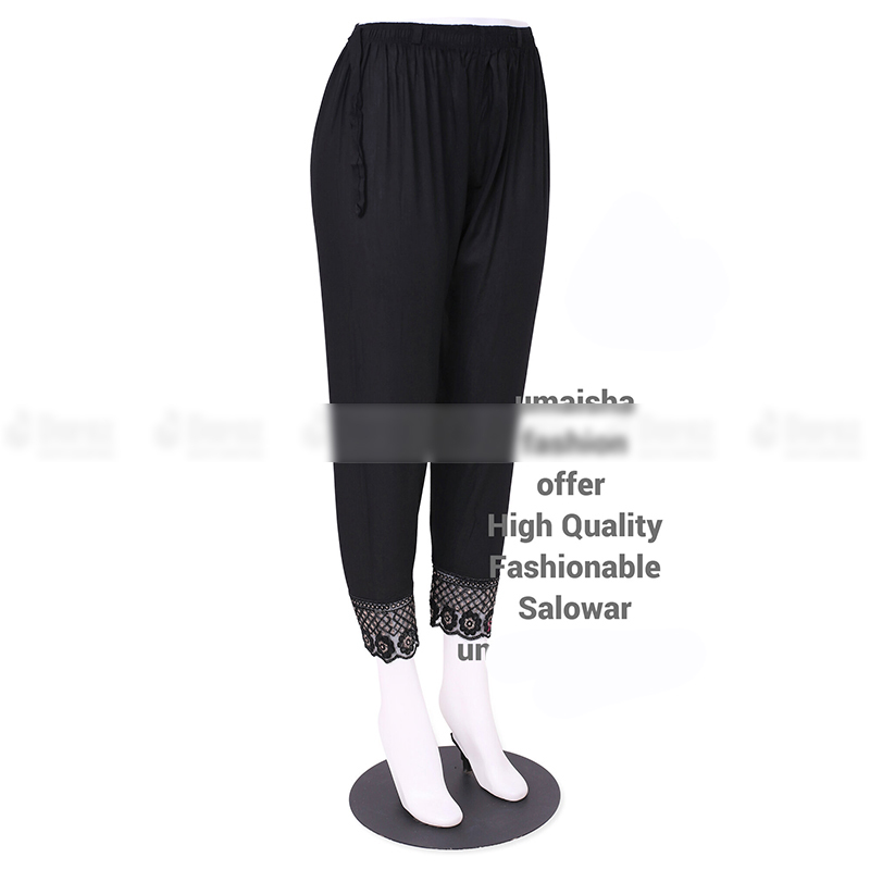 Picture of Ladies Pant Cut Bottom Ful China linen Payjama Jeggings - Black - Waist:34
