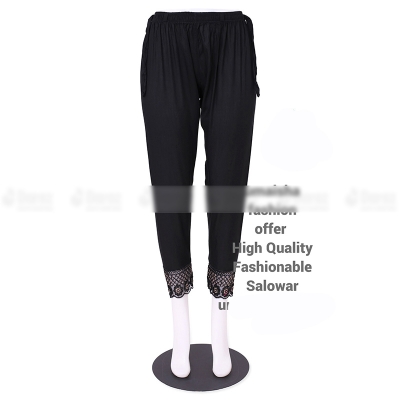 Picture of Ladies Pant Cut Bottom Ful China linen Payjama Jeggings - Black - Waist:32