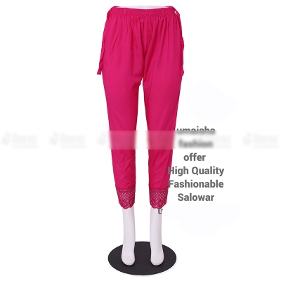 Picture of Ladies Pant Cut Bottom Ful China linen Payjama Jeggings - Pink - Waist:30