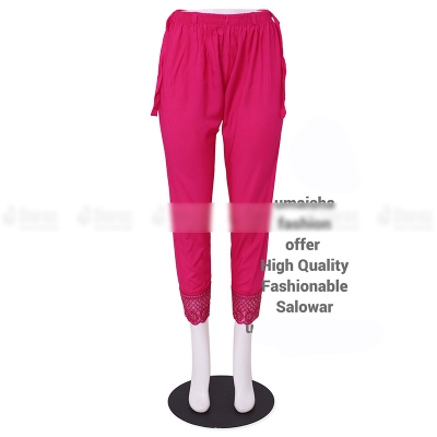 Picture of Ladies Pant Cut Bottom Ful China linen Payjama Jeggings - Pink - Waist:28