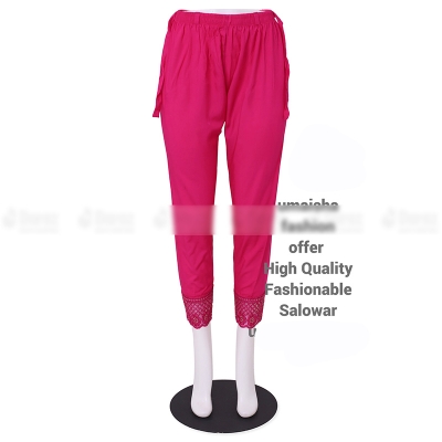 Picture of Ladies Pant Cut Bottom Ful China linen Payjama Jeggings - Pink - Waist:32