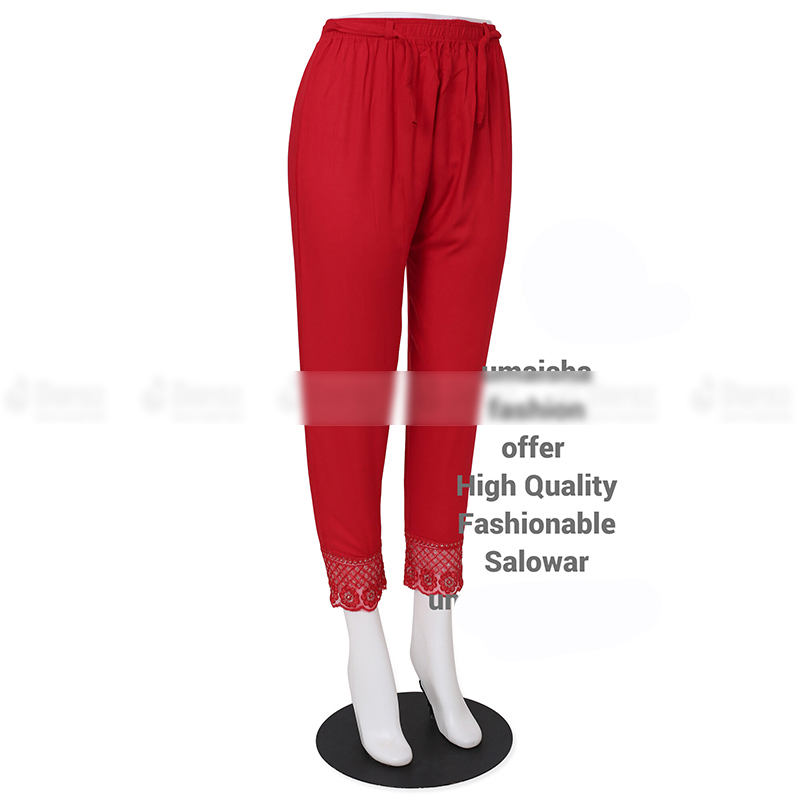 Picture of Ladies Pant Cut Bottom Ful China linen Payjama Jeggings - Red - Waist:30