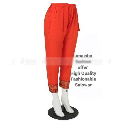 Picture of Ladies Pant Cut Bottom Ful China linen Payjama Jeggings - Red - Waist:28