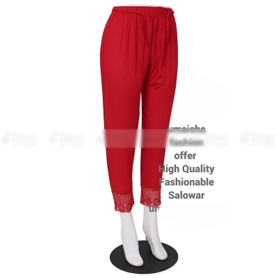 Picture of Ladies Pant Cut Bottom Ful China linen Payjama Jeggings - Red - Waist:28