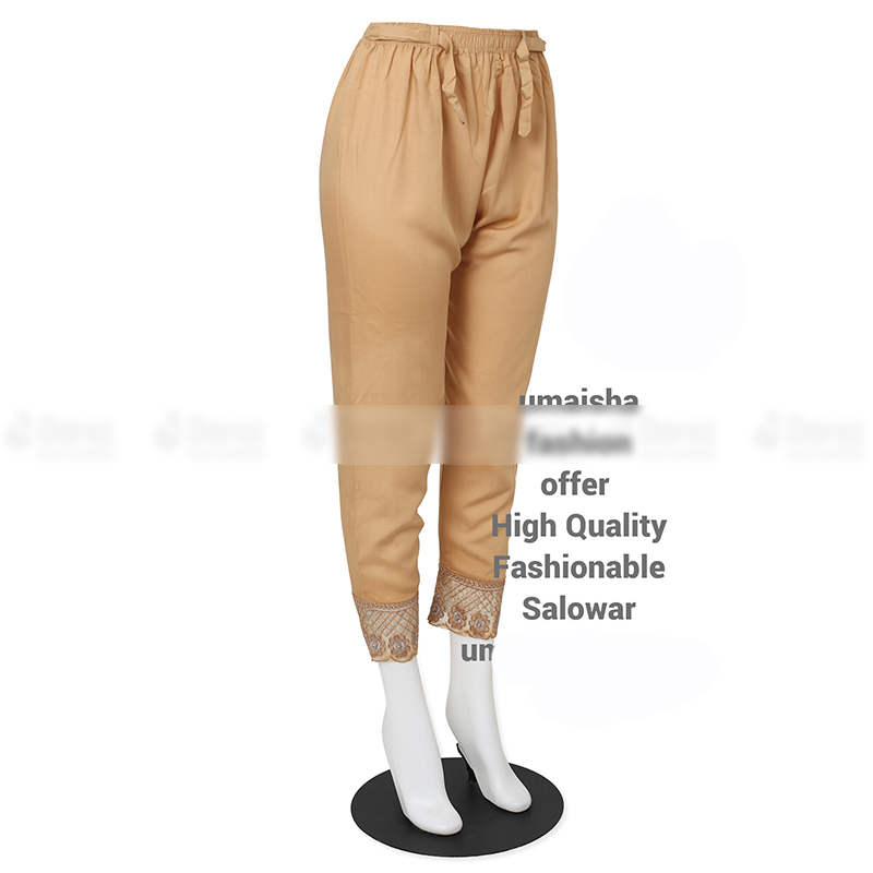 Picture of Ladies Pant Cut Bottom Ful China linen Payjama Jeggings - Cream - Waist:30