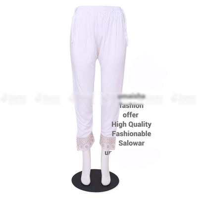 Picture of Ladies Pant Cut Bottom Ful China linen Payjama Jeggings - White - Waist:26