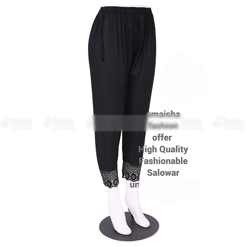Picture of Ladies Pant Cut Bottom Ful China linen Payjama Jeggings - Black - Waist:26