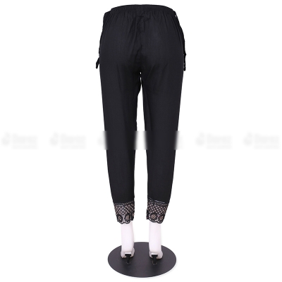 Picture of Ladies Pant Cut Bottom Ful China linen Payjama Jeggings - Black - Waist:26