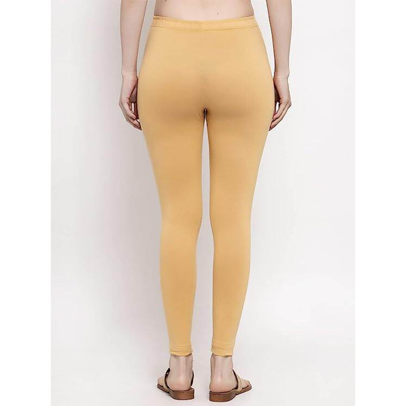 Picture of FreeSize Stretchable Ankle Length Churidar Cotton Leggings tiles ties for Girls/Ladies - biscuit - Int:M