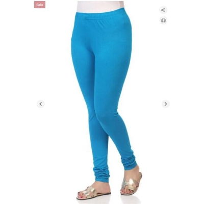 Picture of FreeSize Stretchable Ankle Length Churidar Cotton Leggings tiles ties for Girls/Ladies - sky blue - Int:XL