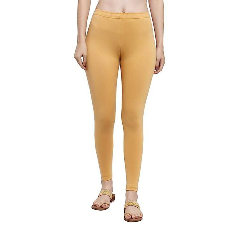 Picture of FreeSize Stretchable Ankle Length Churidar Cotton Leggings tiles ties for Girls/Ladies - biscuit - Int:XXL