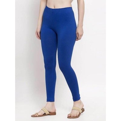 Picture of FreeSize Stretchable Ankle Length Churidar Cotton Leggings tiles ties for Girls/Ladies - royal blue - Int:XL