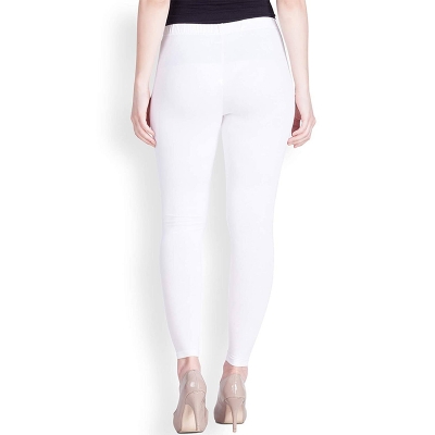 Picture of FreeSize Stretchable Ankle Length Churidar Cotton Leggings tiles ties for Girls/Ladies - White - Int:XXL