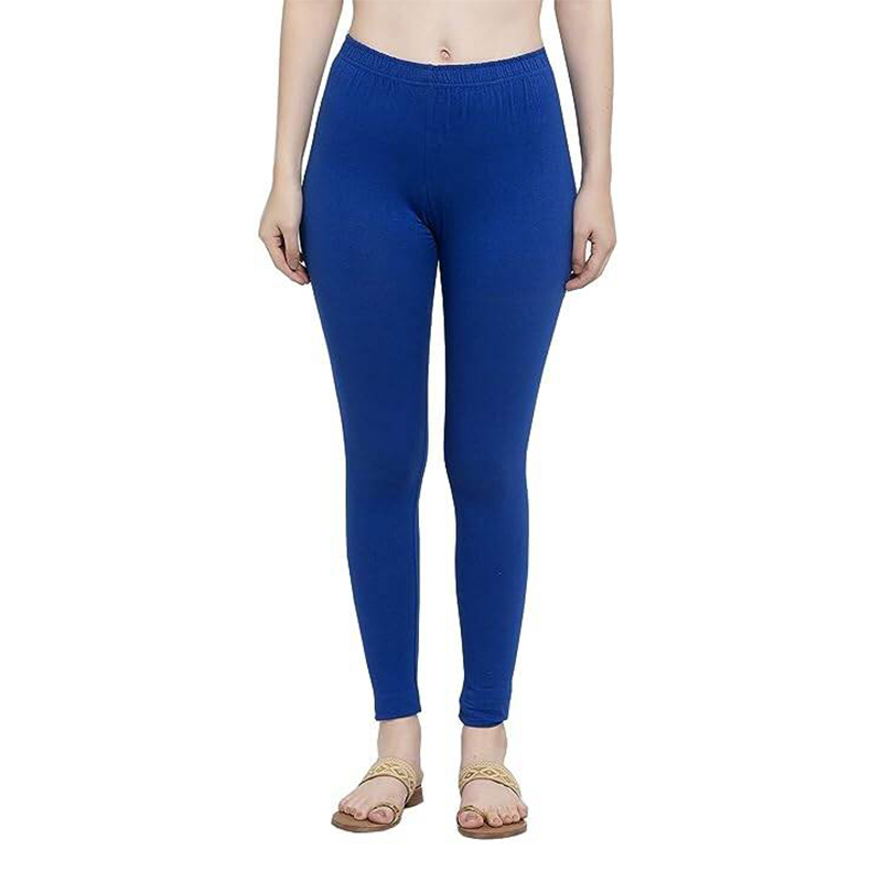 Picture of FreeSize Stretchable Ankle Length Churidar Cotton Leggings tiles ties for Girls/Ladies - royal blue - Int:M