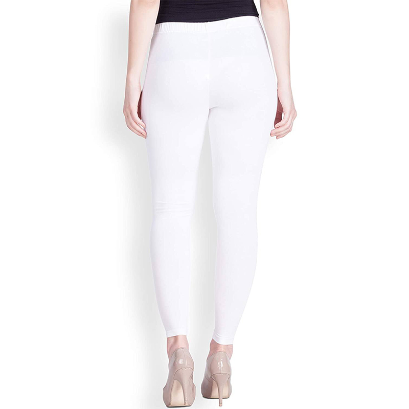 Picture of FreeSize Stretchable Ankle Length Churidar Cotton Leggings tiles ties for Girls/Ladies - White - Int:M